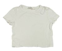 Bílé žebrované crop tričko H&M