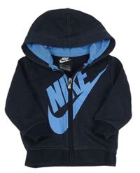 Tmavomodrá propínací mikina s logem a kapucí Nike
