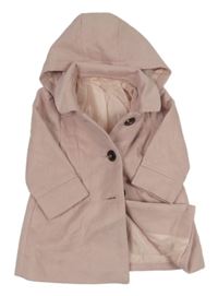 Světlerůžový flaušový podzimní kabát s kapucí Matalan