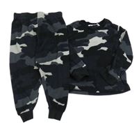 Černo-šedé army fleecové pyžamo M&S