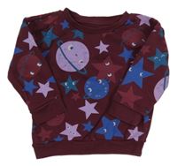 Vínová mikina s hvězdami a planetami Primark