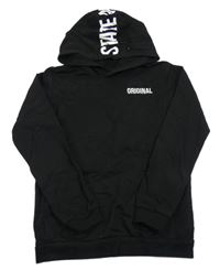 Černá mikina s nápisy a kapucí 