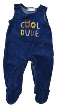 Tmavomodré sametové dupačky s nápisem Ergee