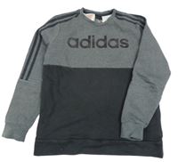 Šedo-černá mikina s logem Adidas
