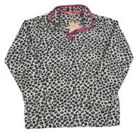 Nové - Černo-bílá leopardí fleecová mikina