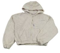 Smetanovo-lila batikovaná propínací crop mikina s kapucí 