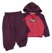 2 set - Růžovo-fialová propínací mikina s logem a kapucí + tepláky Puma
