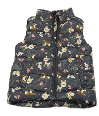 Tmavošedá šusťáková zateplená vesta se zvířátky Dopodopo