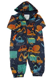 Tmavomodro-barevná šusťáková jarní kombinéza s bagry a kapucí Nutmeg