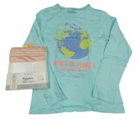 Nové - modro-meruňkové pyžamo s potiskem Primark