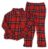 Červeno-tmavomodré kostkované pyžamo Primark