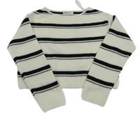 Bílo-černý pruhovaný crop svetr H&M