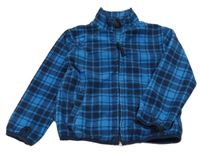 Modro-tmavomodrá kostkovaná fleecová propínací mikina H&M