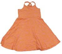 Oranžovo-růžové květované bavlněné šaty Tu