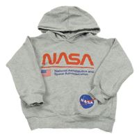 Šedá melírovaná mikina s Nasa a kapucí H&M