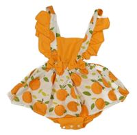 Nové - Oranžovo-bílé šaty s všitým body s pomeranči shein