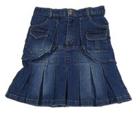 Tmavomodrá riflová skládaná sukně 