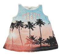 Modro-růžový top s palmami Page one young