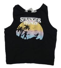 Černý žebrovaný crop top s potiskem H&M
