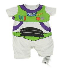 Nové - bílo-barevný kraťasový overal s pláštěm - Buzz rakeťák George