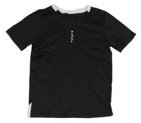 Černé sportovní funkční tričko s logem Kipsta