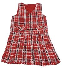 Červeno-bílé kostkované úpletové šaty Matalan