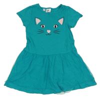 Tyrkysové šaty s kočkou a tylem BPC