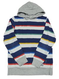 Tmavomodro-bílo-šedá pruhovaná mikina s kapucí H&M