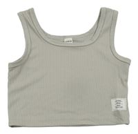 Šedý žebrovaný crop top 