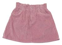 Růžová manšestrová sukně s kapsami hema