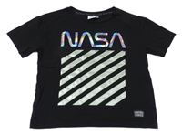 Černé tričko s potiskem a nápisem - Nasa C&A