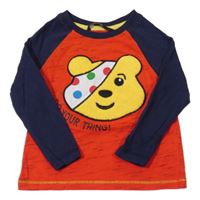 Červeno-tmavomodré triko s Pudsey George