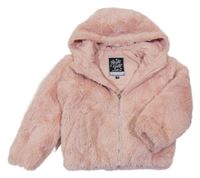 Růžová kožešinová podšitá bunda s kapucí C&A