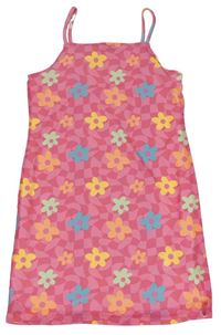 Růžové vzorované květované šaty zn. Primark