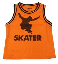 Neonově oranžové sportovní tílko se skejťákem 