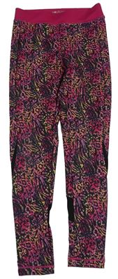 Růžovo-černé legíny sportovní s leopardím vzorem zn. Matalan