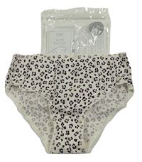 Bílo-černo-růžové kalhotky s leopardím vzorem F&F