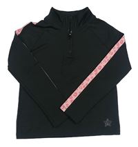 Černo-růžová sportovní mikina s pruhy Tu