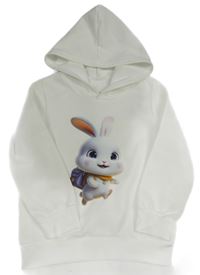 Bílá mikina s králíkem a kapucí 