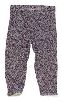 Bílo-tmavomodro-červené květované legíny Next