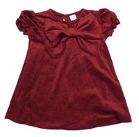 Vínové plyšové šaty s mašlí H&M