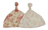 2set - 2x čepice - smetanová květovaná + bílá květovaná George