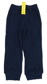 Nové - Tmavomodré žebrované úpletové tepláky Shein