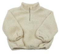 Béžová huňatá podšitá mikina 