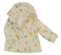 Smetanová voděodolná jarní bunda s ovocem a kapucí Tu