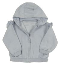 Světlemodrá propínací mikina s volánky s madeirou a kapucí F&F