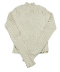 Smetanový žebrovaný crop svetr se stojáčkem 