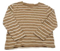 Hnědo-bílé pruhované triko Tu