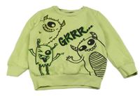 Světlezelená mikina s příšerkami F&F