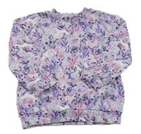 Lila květovaná mikina s jednorožci Nutmeg